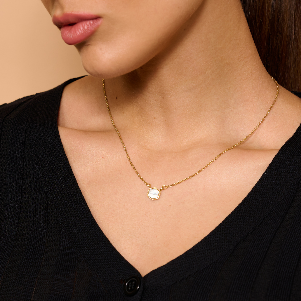 Pendant Necklace w/ Ivory Pearl Stone | Necklaces by DORADO