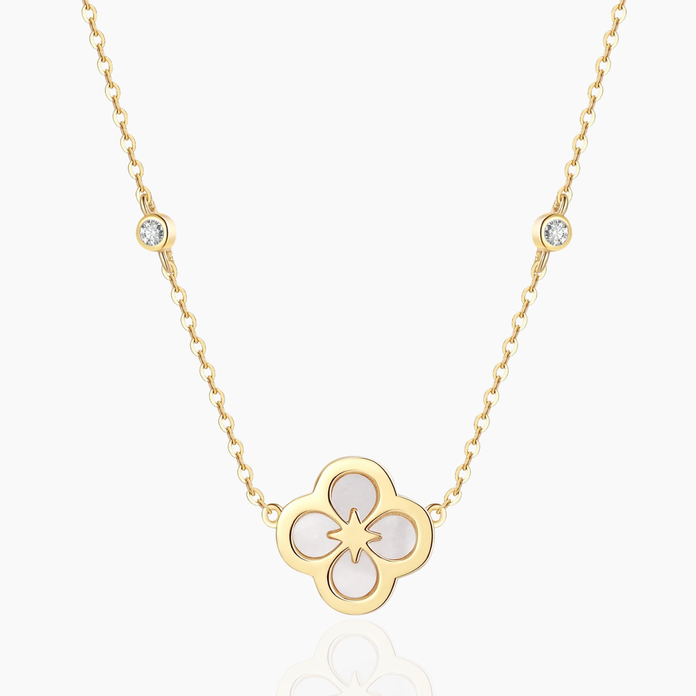 【SURGERY】ice clover logo necklace MoissaniteFourLeafCloverNeckla