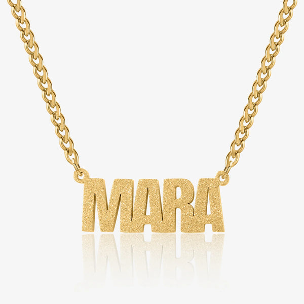 Diamond Cut Block Name Necklace | Necklaces by DORADO