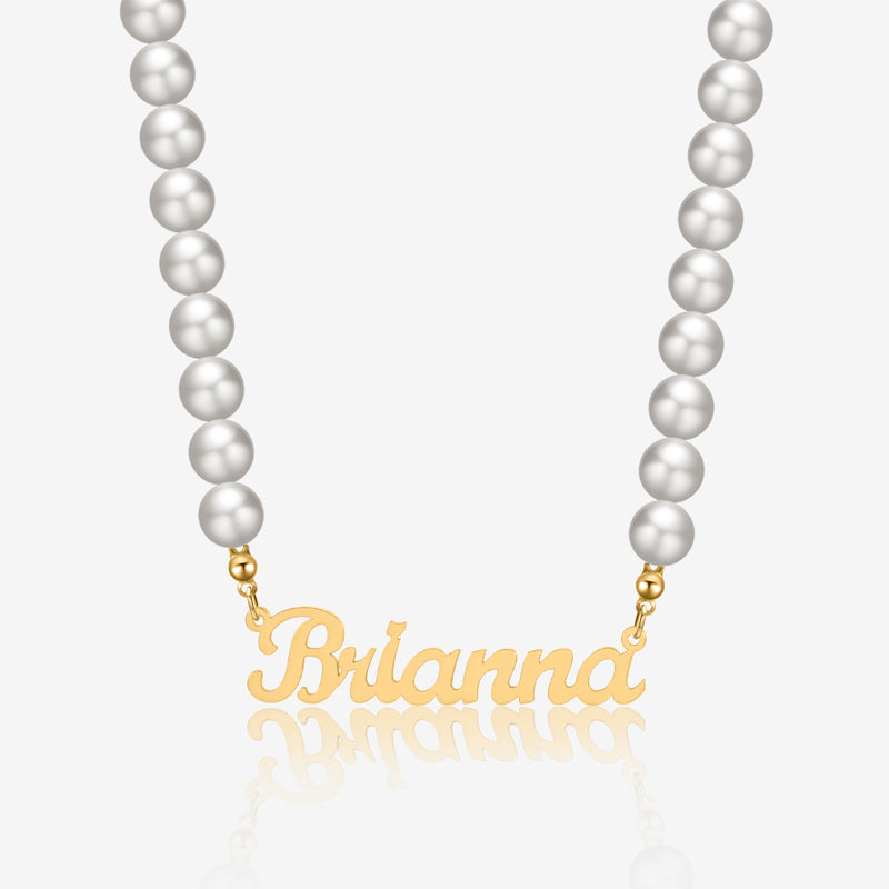 Custom Name Necklace w/ Pearl Chain | Necklaces by DORADO