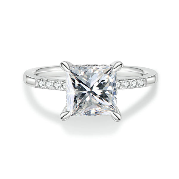 Princess Cut Moissanite Engagement Ring With Halo | Engagement Ring by DORADO