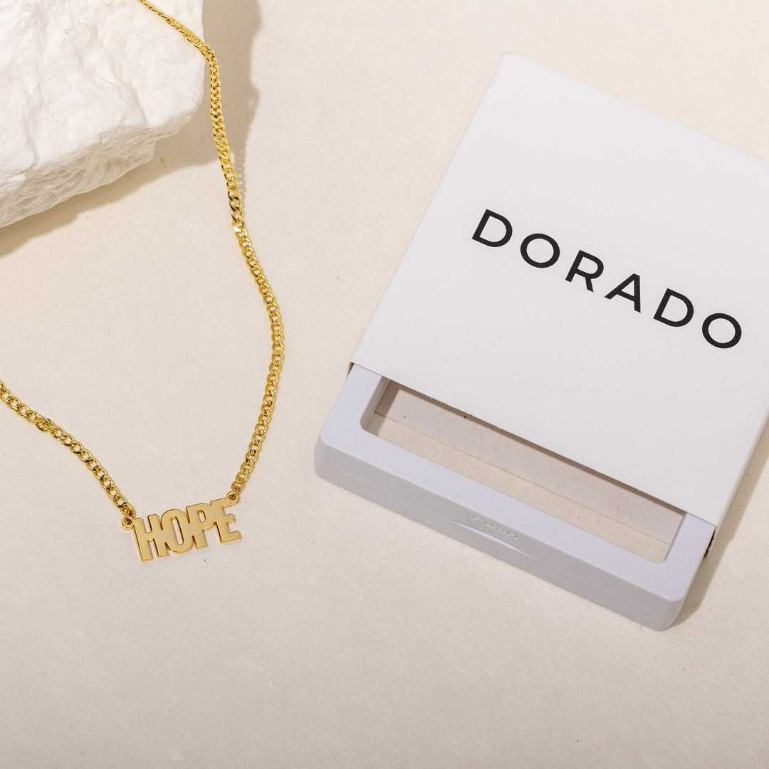 Kids Block Name Necklace w/ Cuban Chain | Necklaces by DORADO