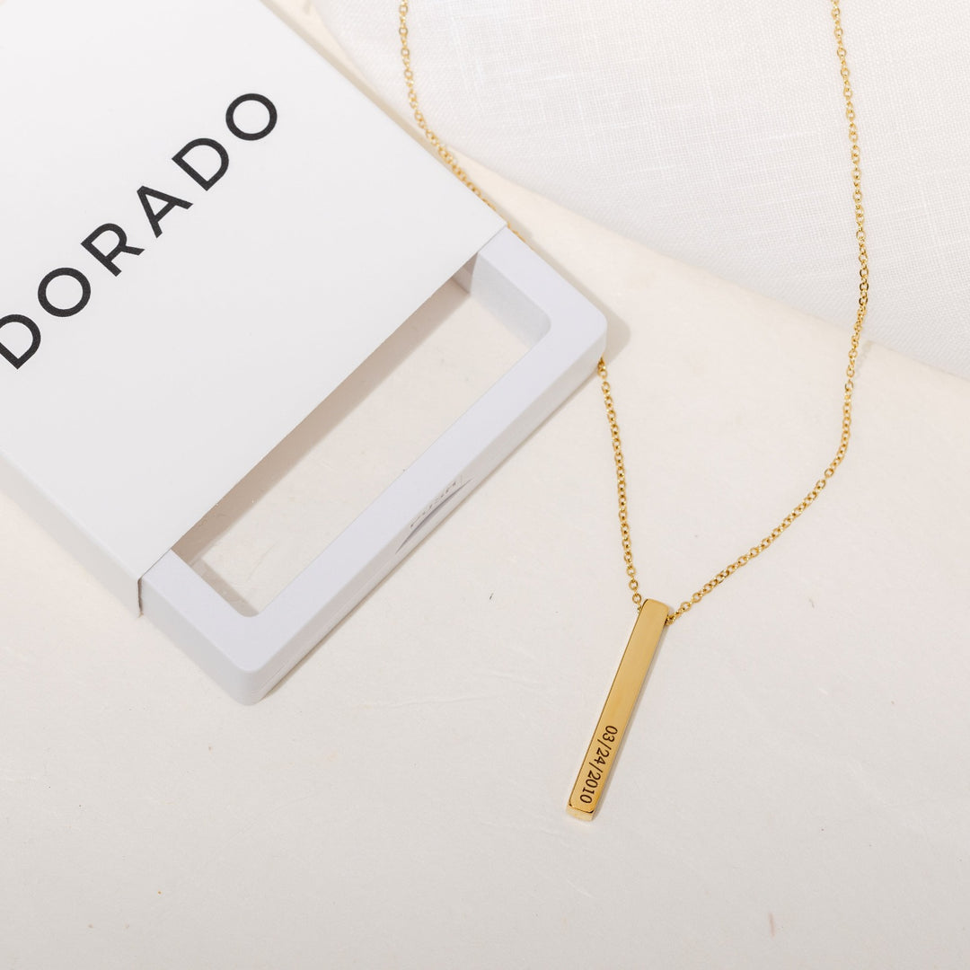 Engraved 3D Bar Necklace | Necklaces by DORADO
