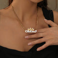 Kids Double Plated Crown Name Necklace w/ Figaro Chain | Necklaces by DORADO