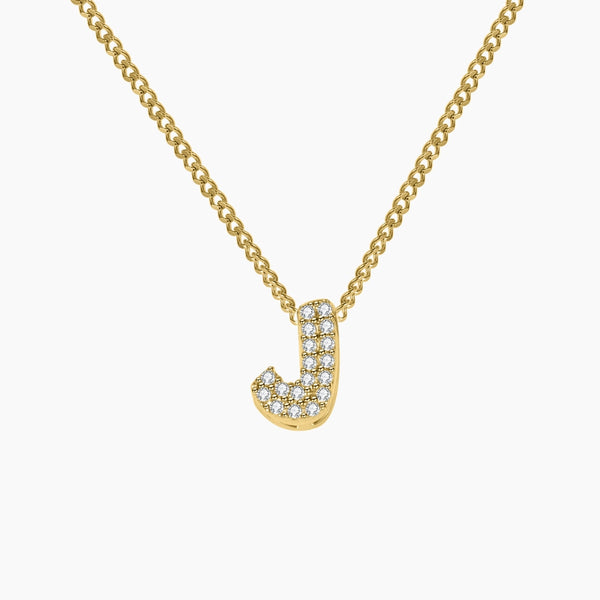 Iced Bubble Initial Necklace w/ Cuban Chain | Necklaces by DORADO