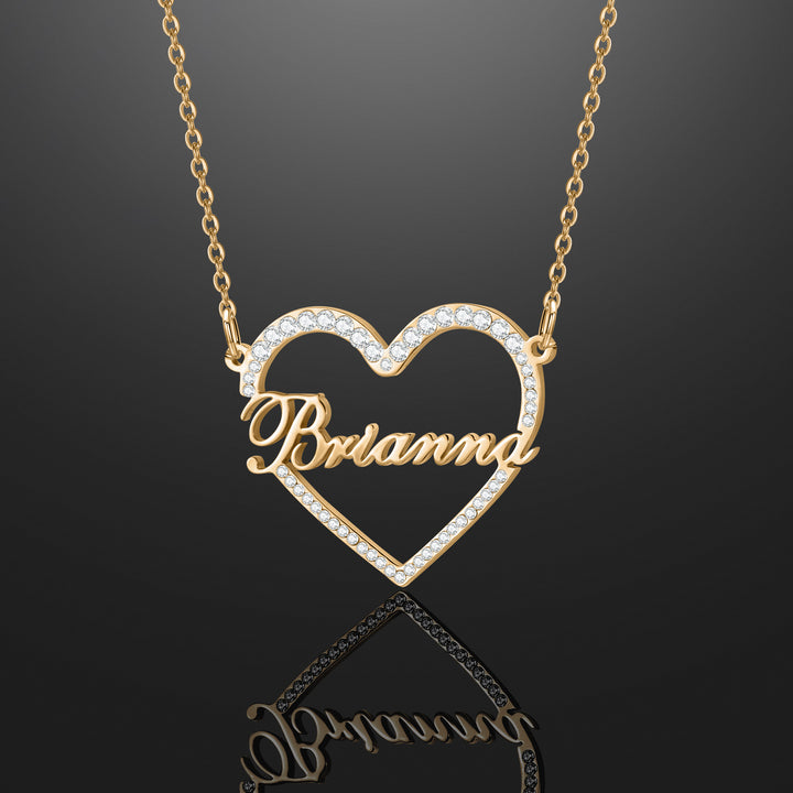 Iced Heart Shape Name Necklace | Dorado Fashion