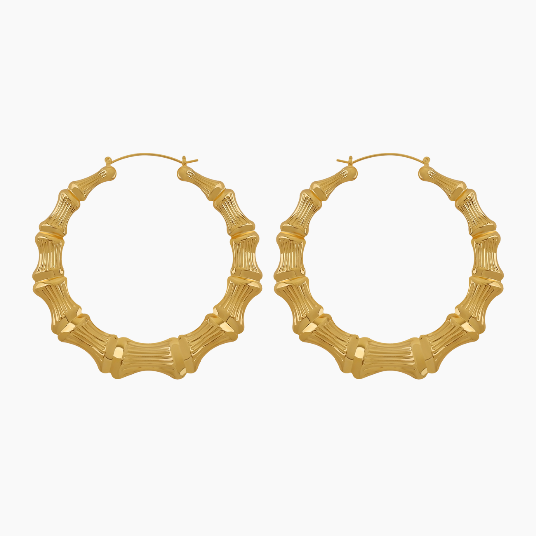 Small gold sales bamboo earrings