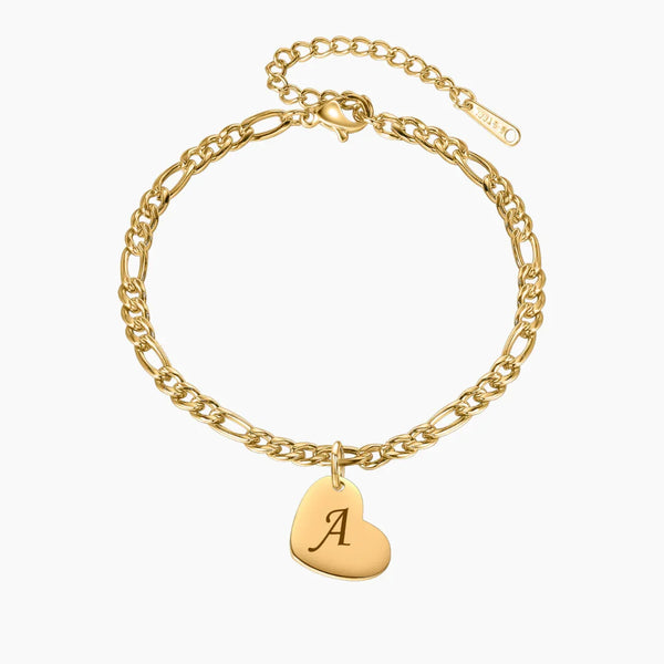 Heart Initial Engraved Anklet | Dorado Fashion