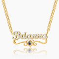 Double Plated Iced Heart Photo Name Necklace w/ Cuban Chain | Dorado Fashion