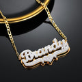 Double Plated Pop Out Heart Name Necklace w/ Figaro Chain | Dorado Fashion