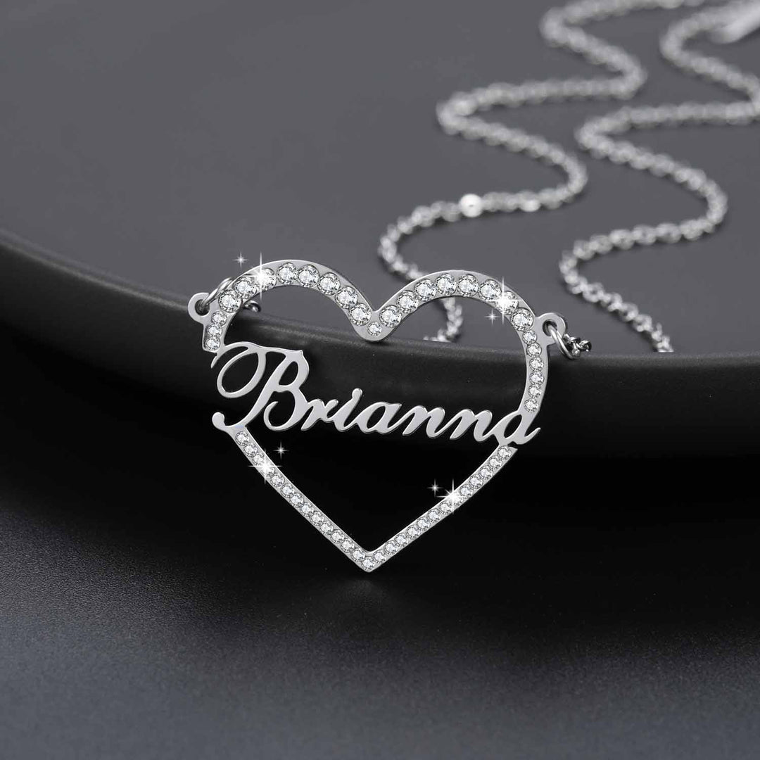Iced Heart Shape Name Necklace | Dorado Fashion