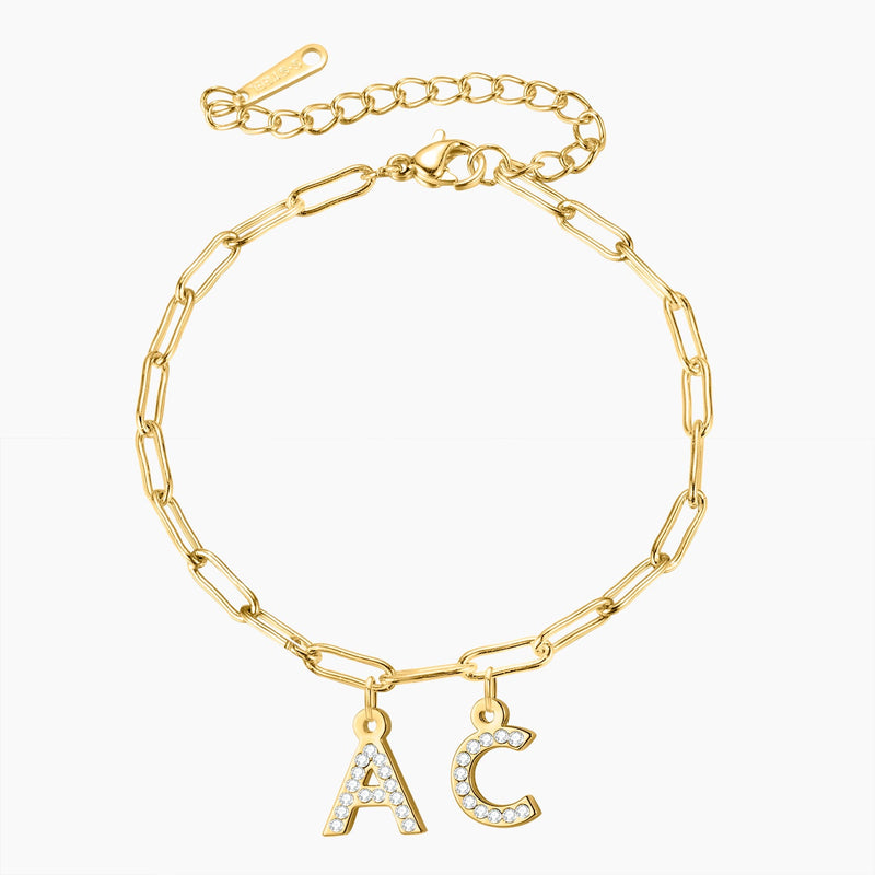 Iced Letters Bracelet w/ Paperclip Chain | Dorado Fashion