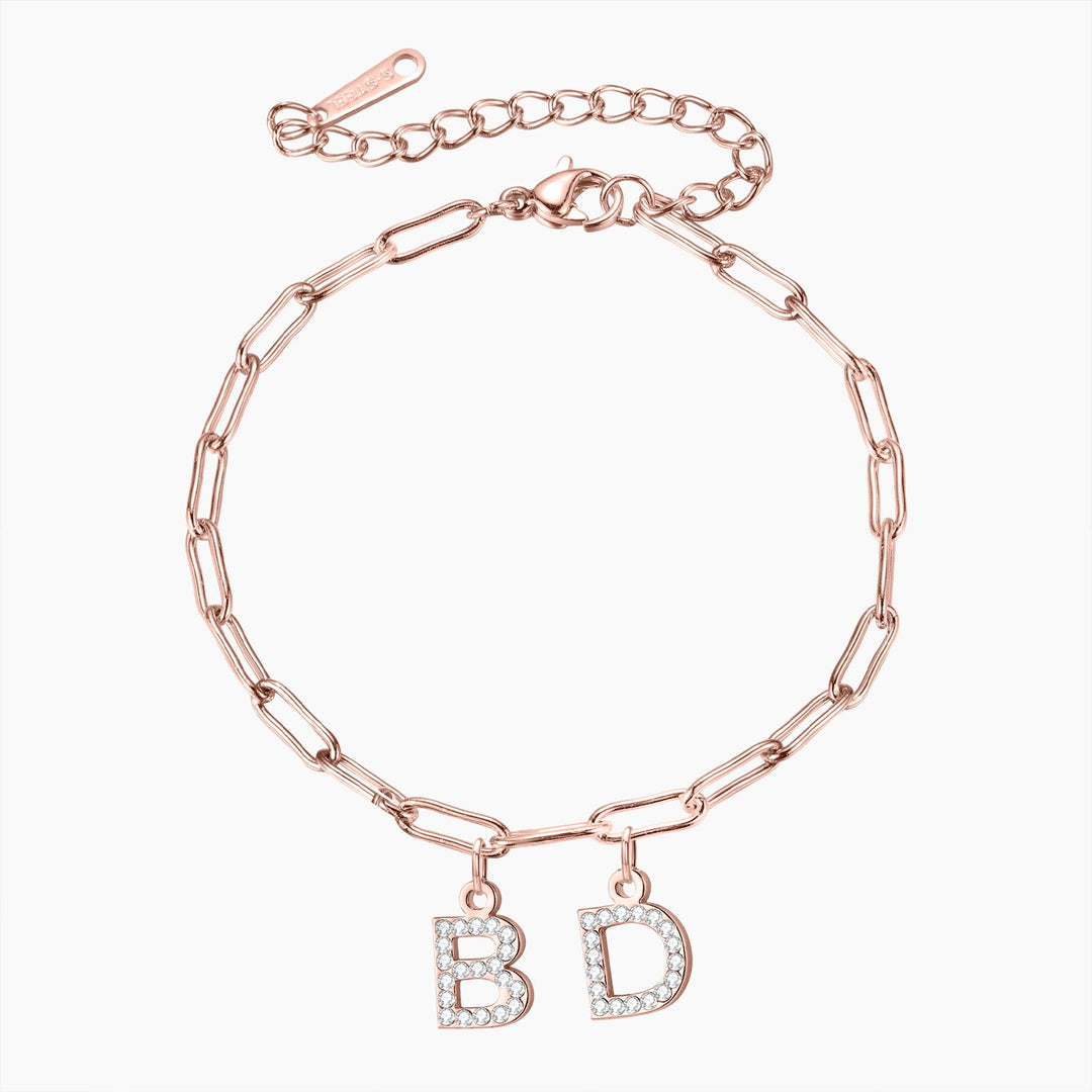 Iced Letters Bracelet w/ Paperclip Chain | Dorado Fashion