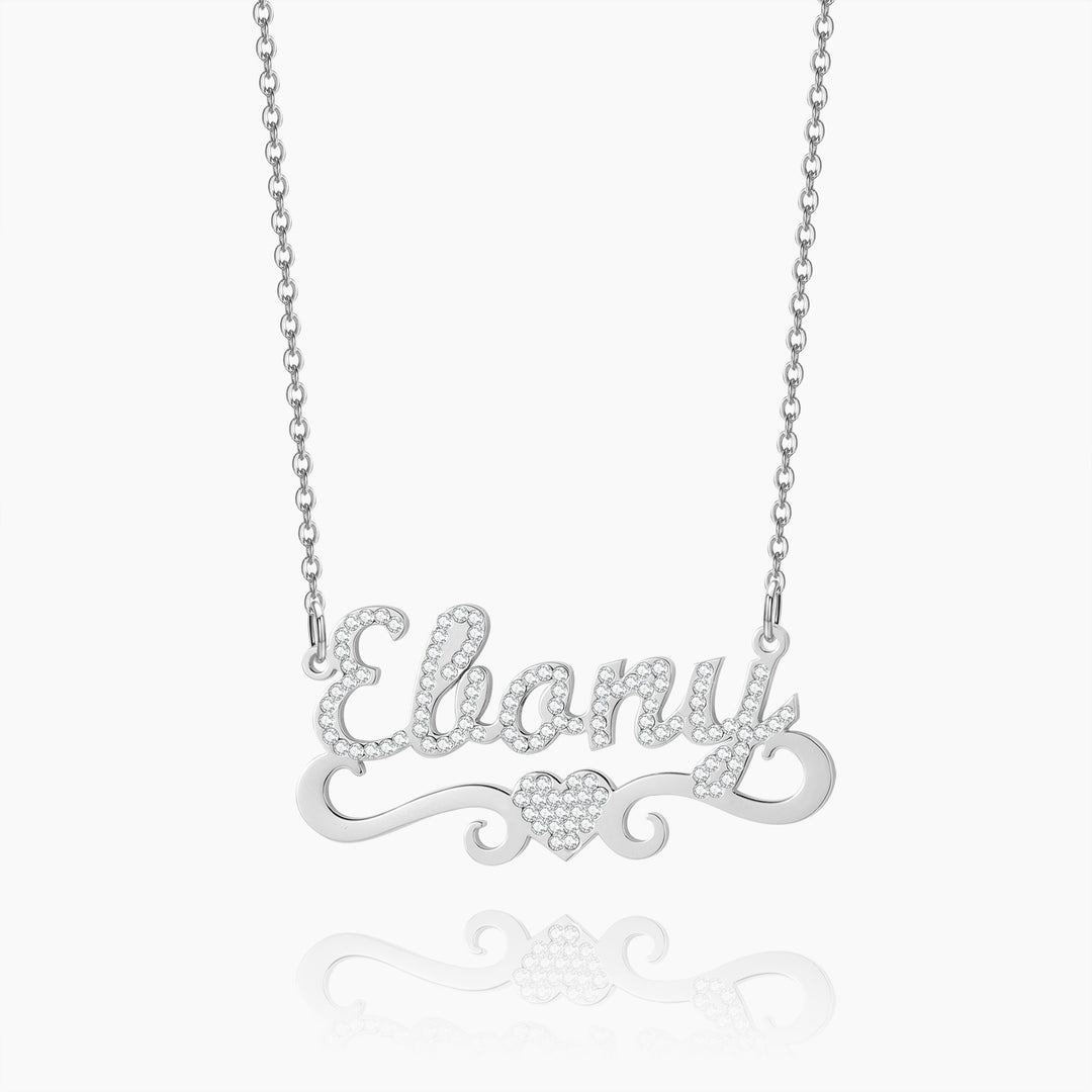 Iced Heart Name Necklace | Dorado Fashion
