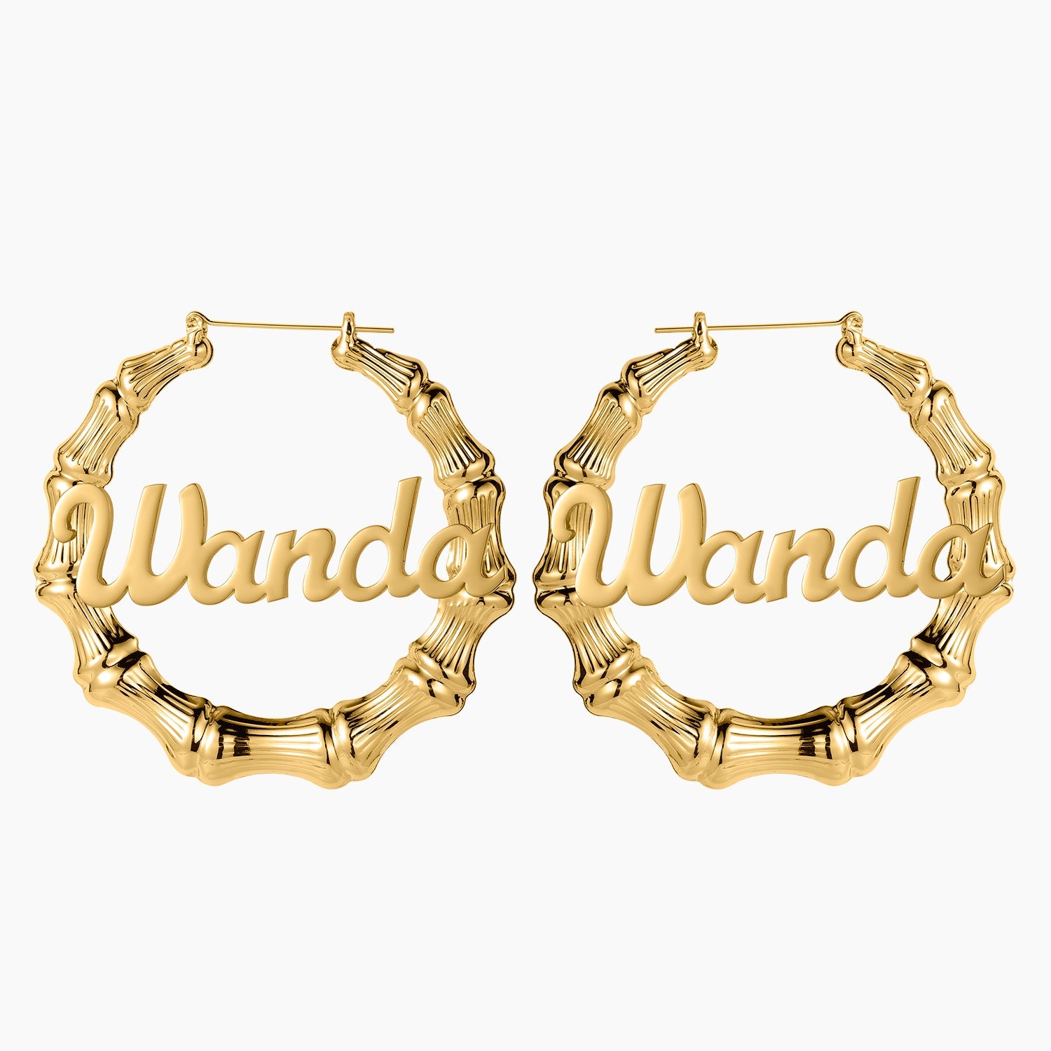 Bamboo Name Hoop Earrings