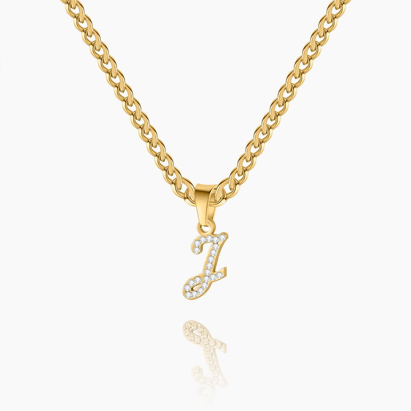 Script Iced Letter Necklace | Dorado Fashion