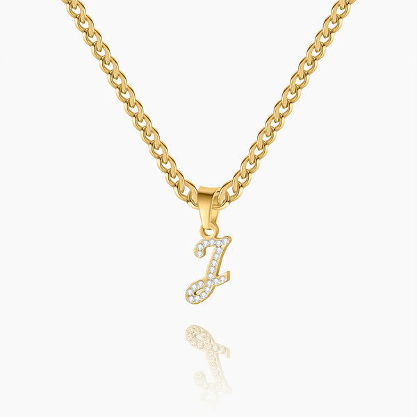 Script Iced Letter Necklace | Dorado Fashion