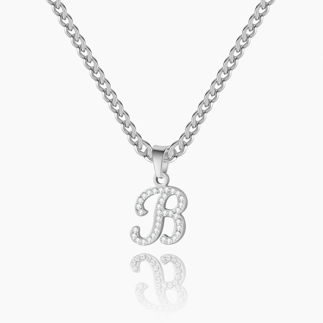 Script Iced Letter Necklace | Dorado Fashion
