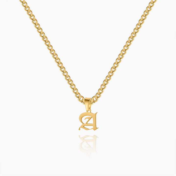 Gothic Letter Necklace w/ Cuban Chain | Dorado Fashion