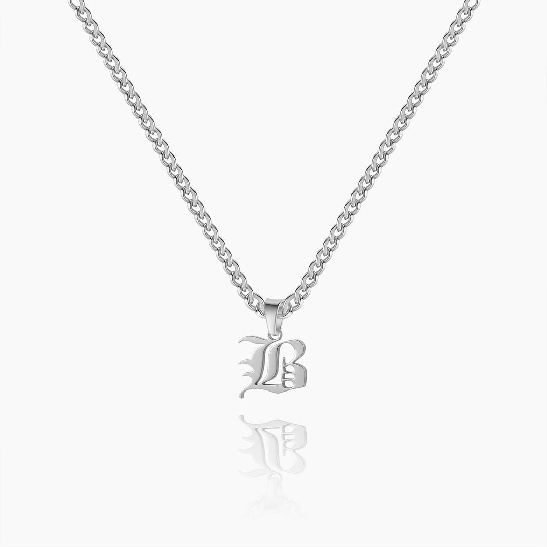 Gothic Letter Necklace w/ Cuban Chain | Dorado Fashion