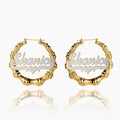 Double Plated Bamboo Name Hoop Earrings | Dorado Fashion