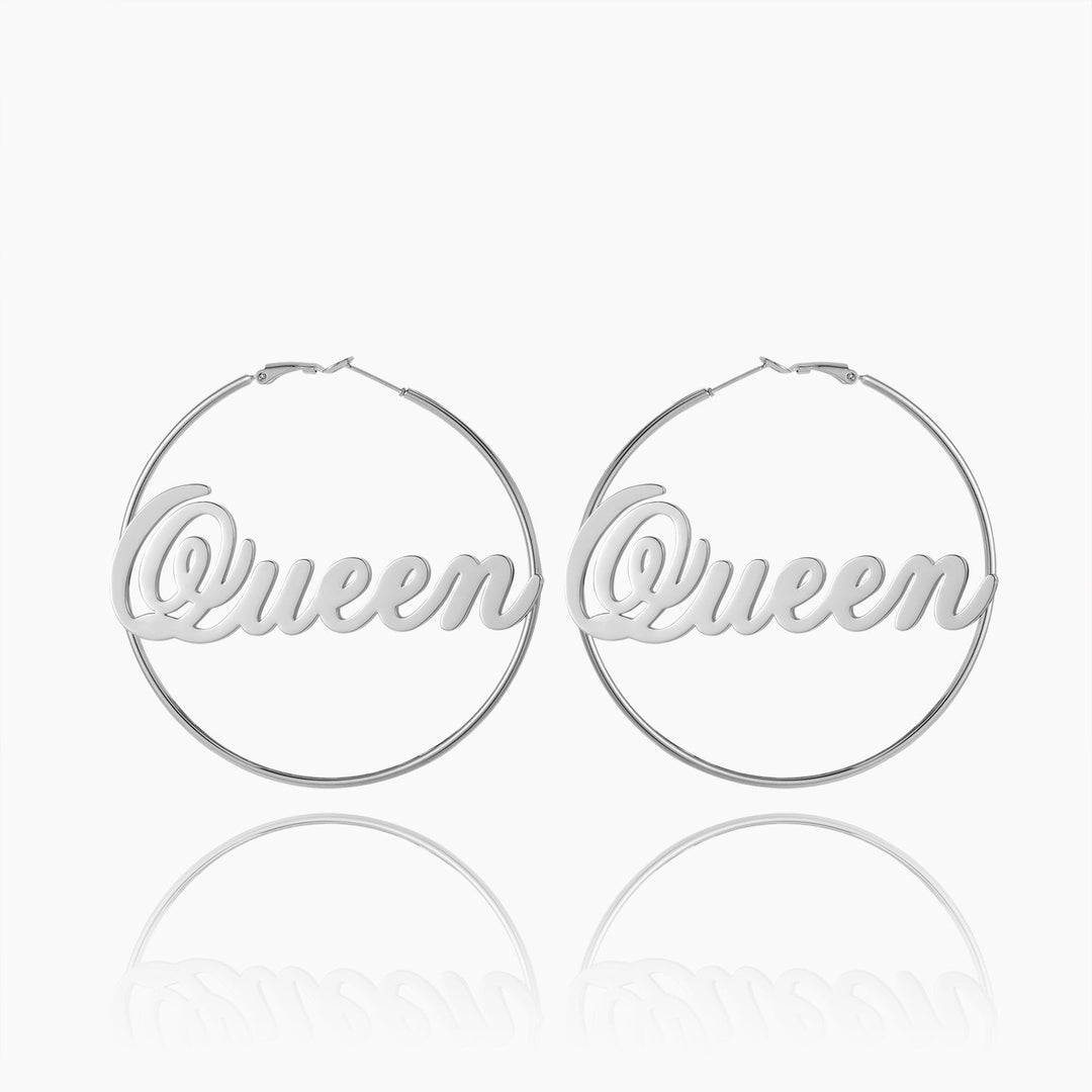 Script Name Hoop Earrings | Dorado Fashion
