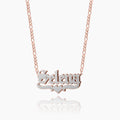 Double Plated Gothic Name Necklace w/ Figaro Chain | Dorado Fashion