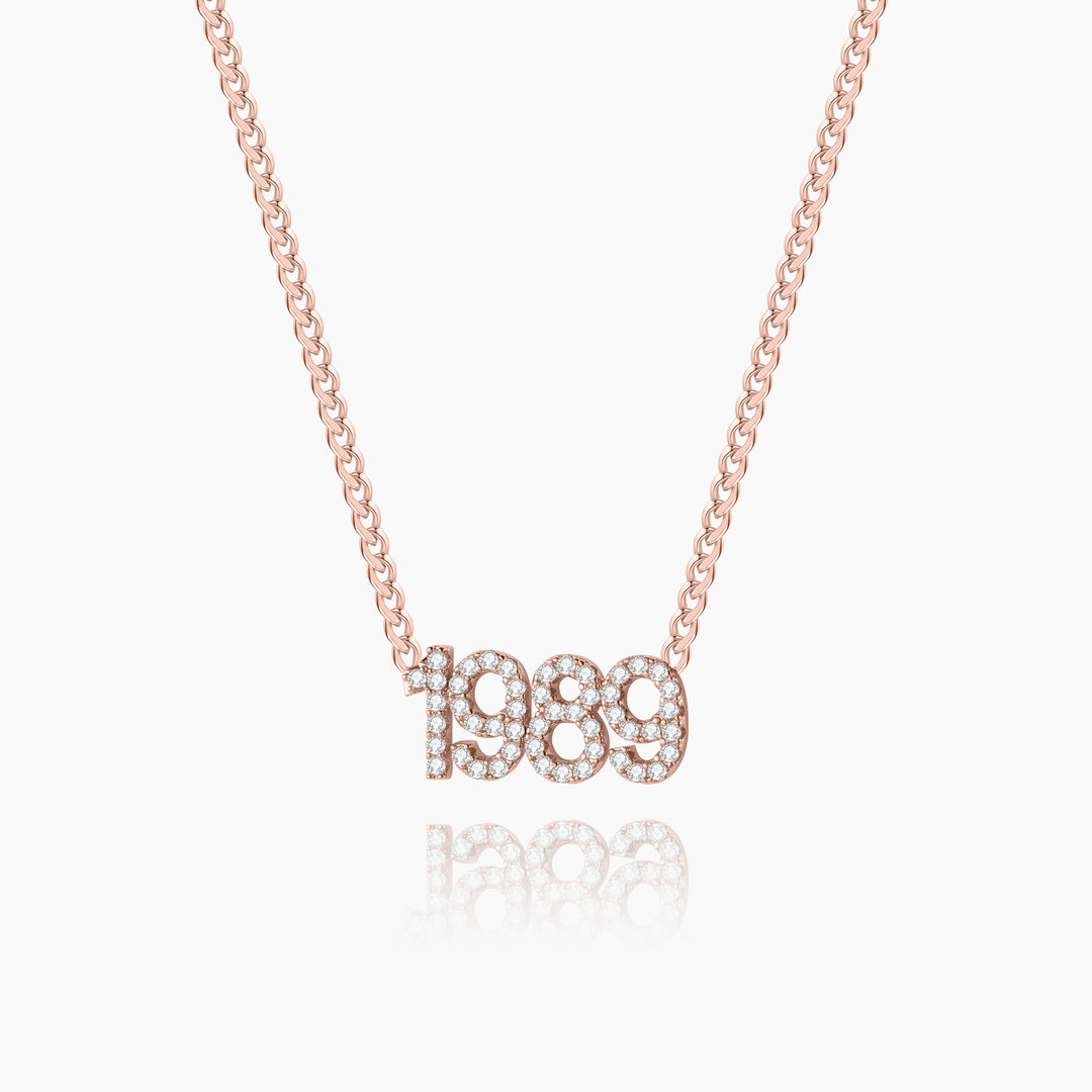 Iced Year Necklace w/ Cuban Chain | Dorado Fashion