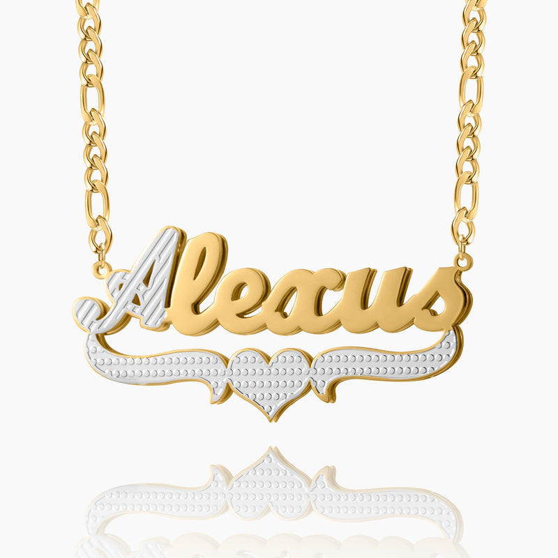 Kids Double Plated Script Name Necklace w/ Figaro Chain | Dorado Fashion