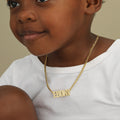 Kids Block Name Necklace w/ Cuban Chain