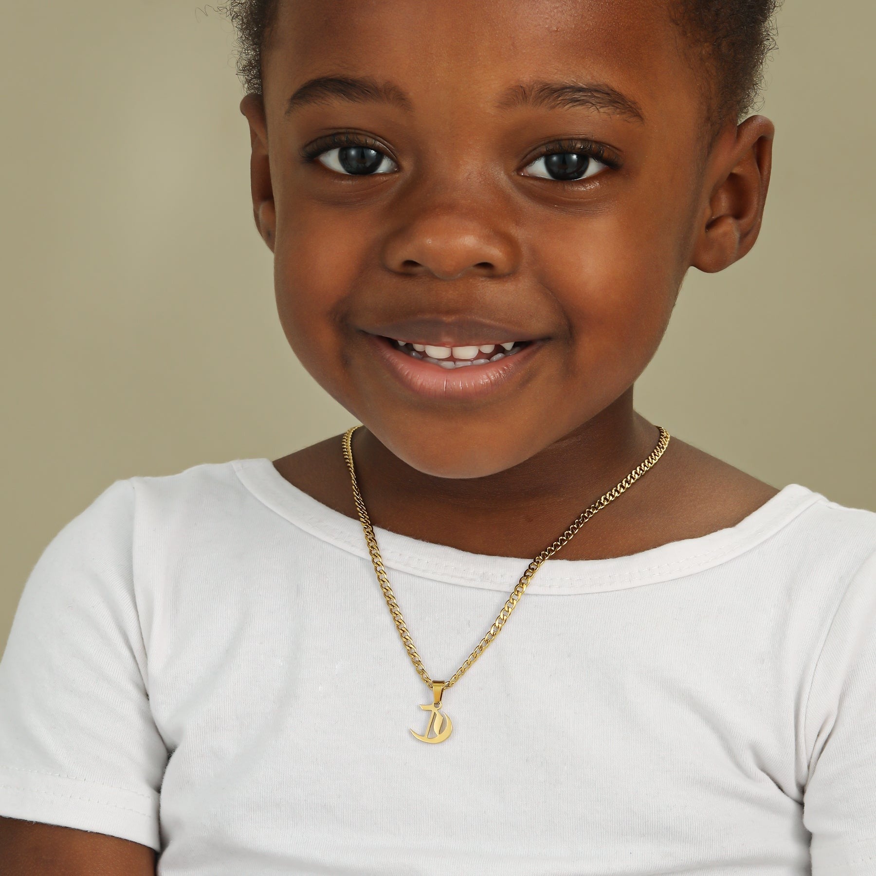 Kids Gothic Letter Necklace w/ Cuban Chain | Necklaces by DORADO