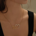 Iced Heart Double Script Name Necklace