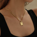 Embossed Initial Necklace w/ Figaro Chain