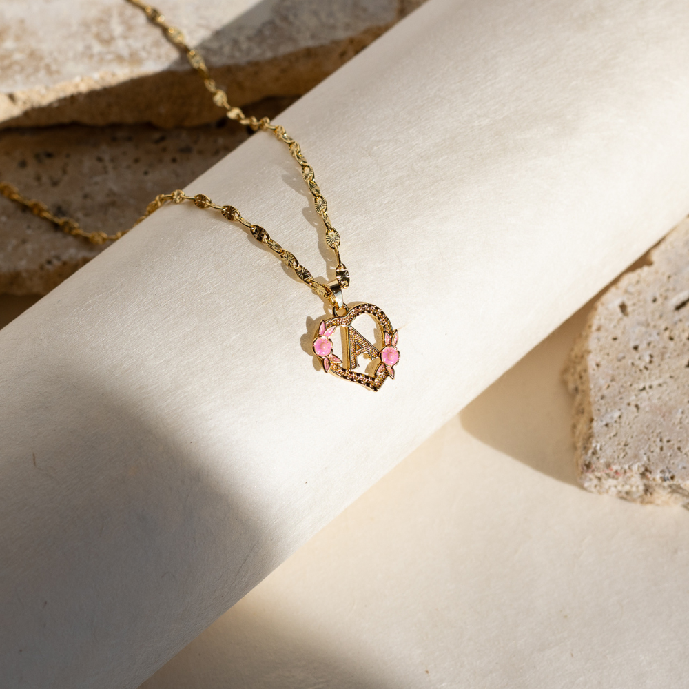 Flower letter necklace deals
