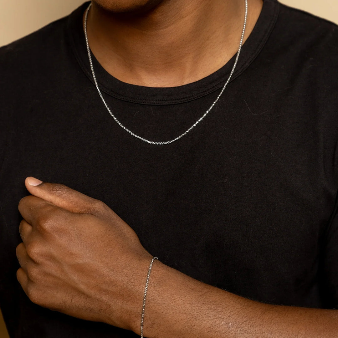 Mens Box Chain Bracelet - 2mm
