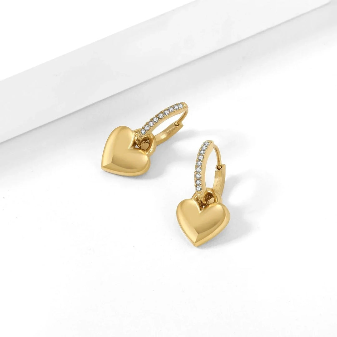 Heart Huggie Hoop Earrings | Earrings by DORADO