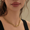 Letter Choker w/ XL Cuban Chain | Necklaces by DORADO