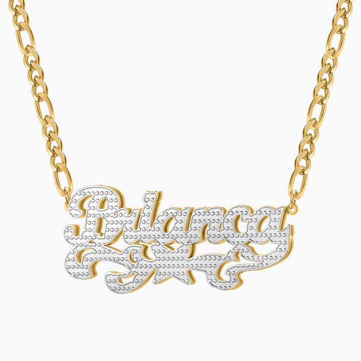 Double Plated Star Name Necklace w/ Figaro Chain | Dorado Fashion
