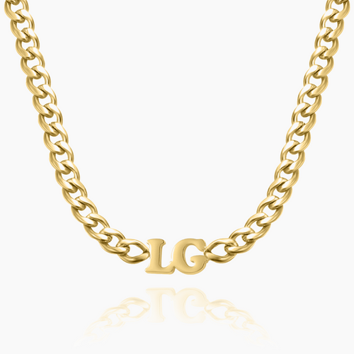 Initials Choker w/ XL Cuban Chain | Necklaces by DORADO