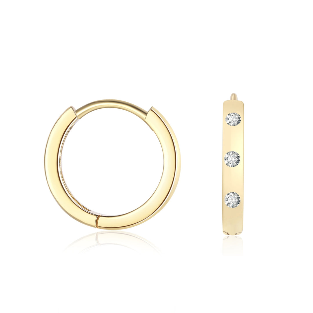 Flush Set Moissanite Huggie Earrings