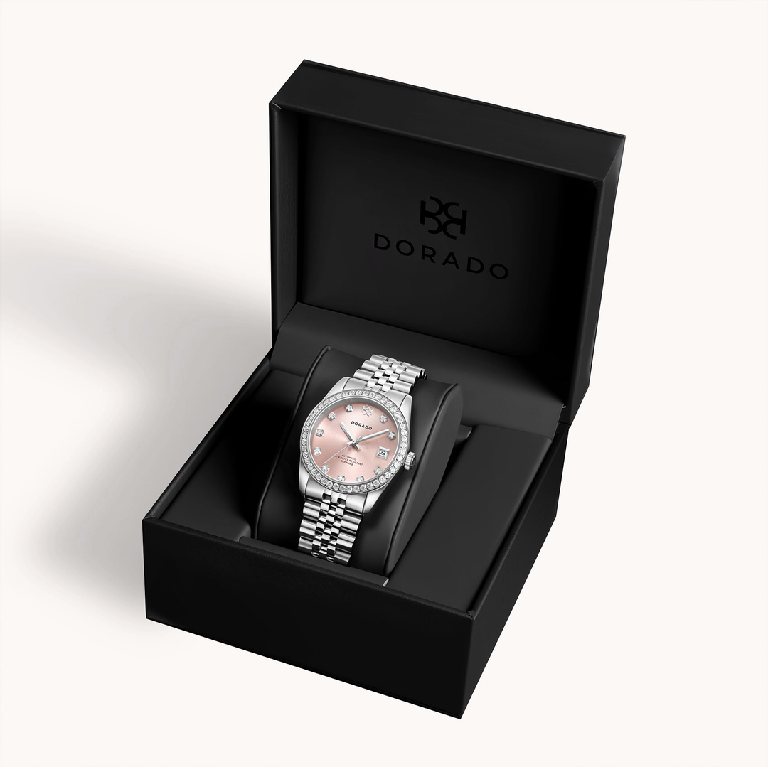 DORADO Iced Silver Timeless Watch - Pink | Watch by DORADO