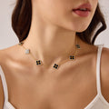 Iced Black Ventura Clover Necklace