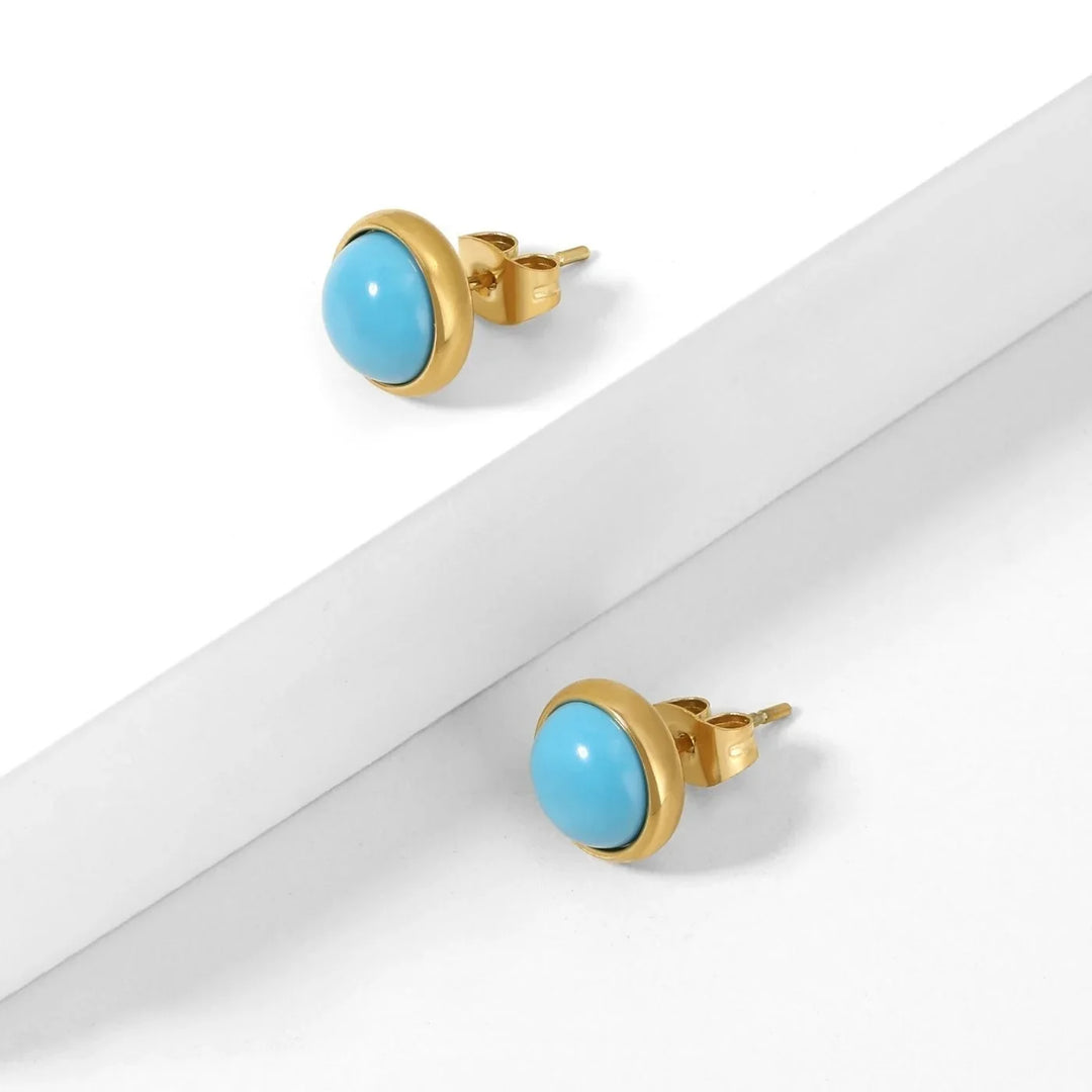 Heirloom Turquoise Bezel Stud Earrings | Earrings by DORADO