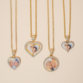 Iced Heart Photo Pendant w/ Engrave | Necklaces by DORADO