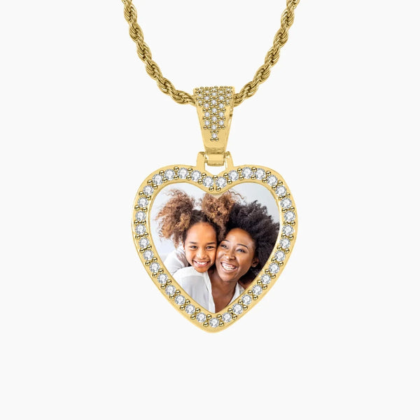 Iced Heart Photo Pendant | Necklaces by DORADO