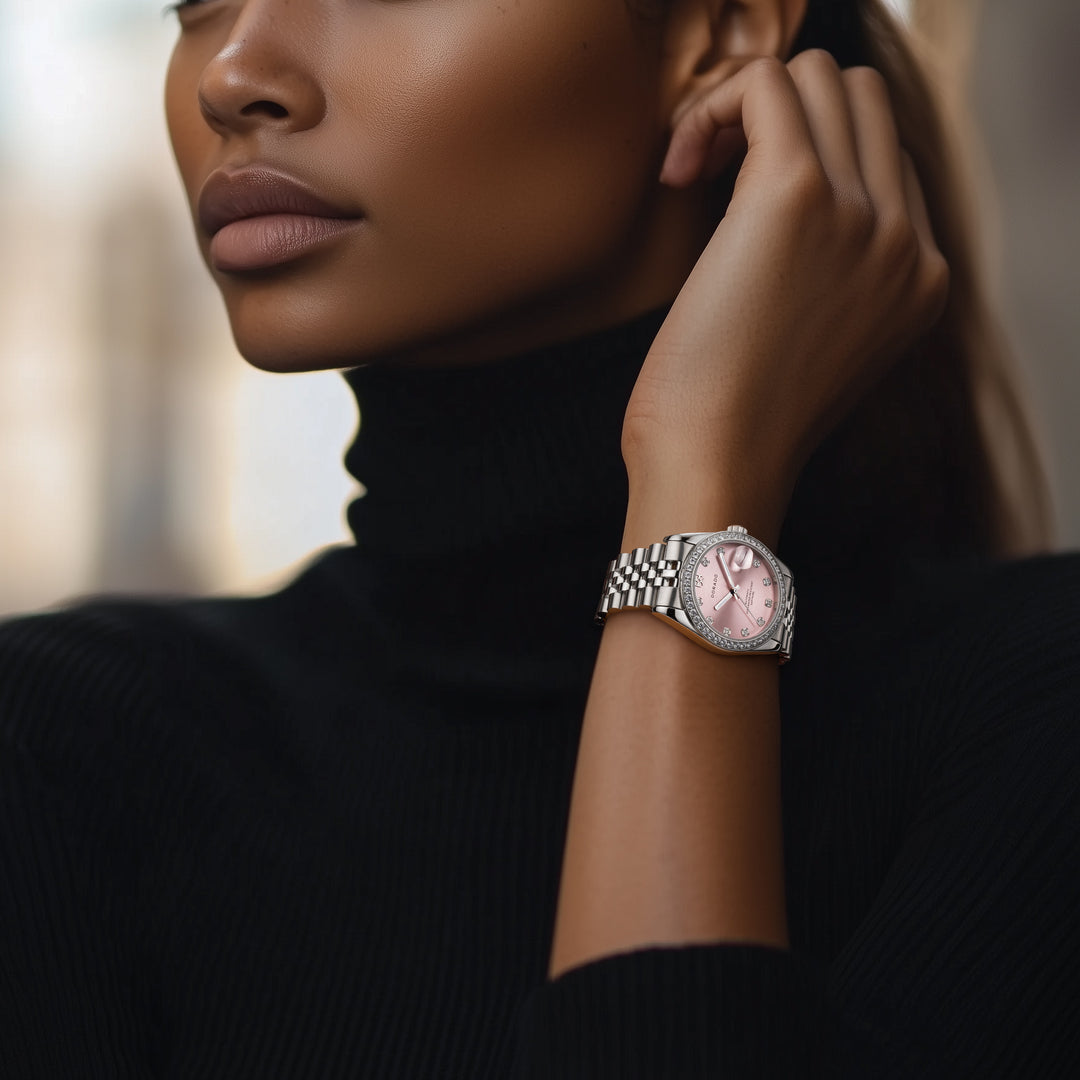 DORADO Iced Silver Timeless Watch - Pink | Watch by DORADO
