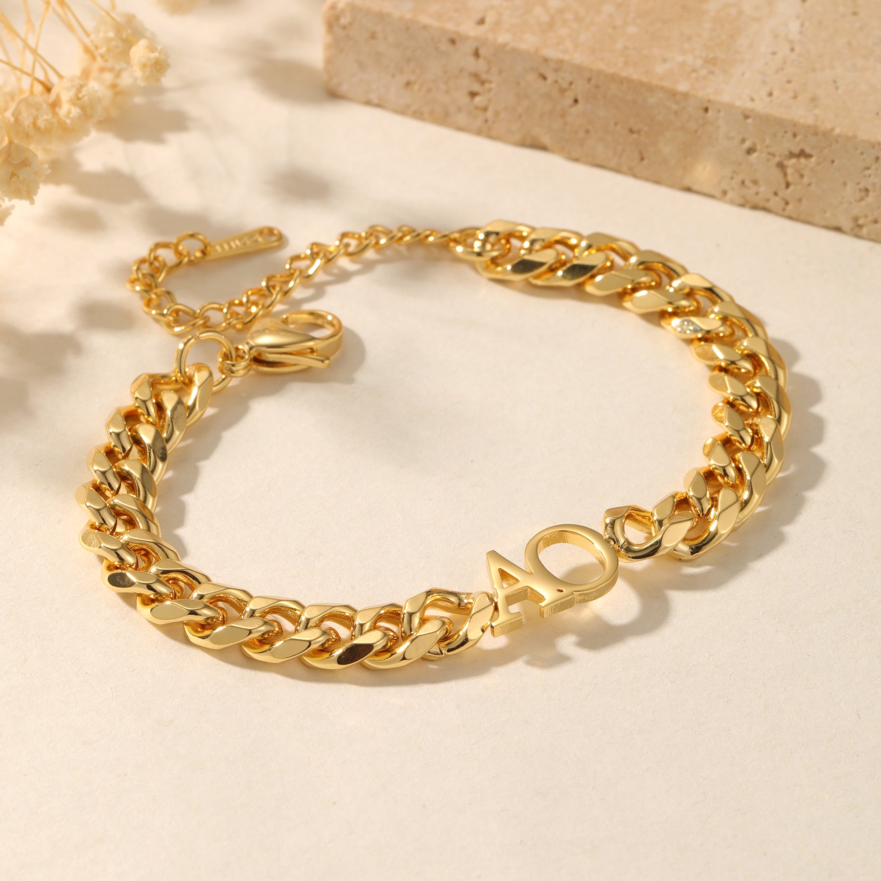Initials Bracelet w/ XL Cuban Chain | Bracelets by DORADO