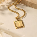 Embossed Initial Necklace w/ Figaro Chain