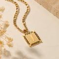 Embossed Initial Necklace w/ Figaro Chain | Necklaces by DORADO