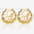 Bamboo Initial Hoop Earrings